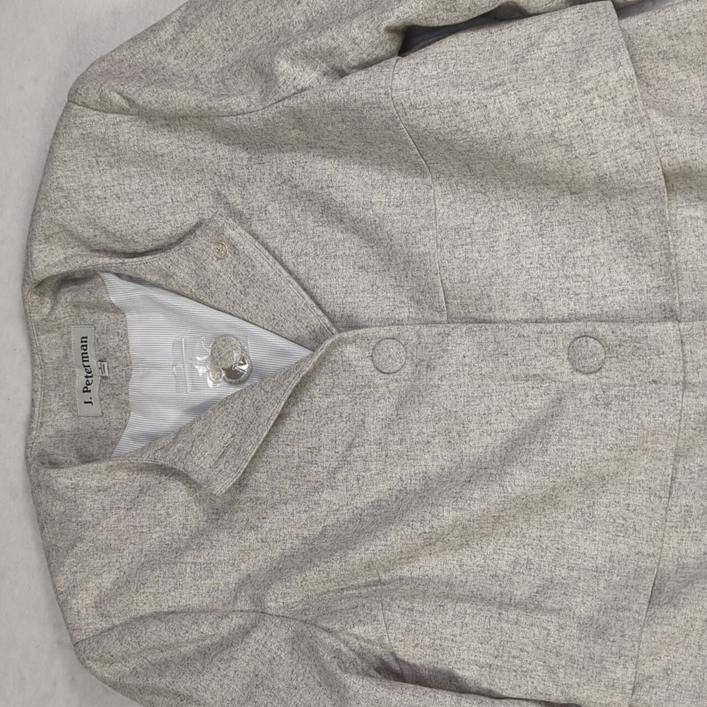 J. Peterman Light Gray Tweed Button-Front Women's Jacket